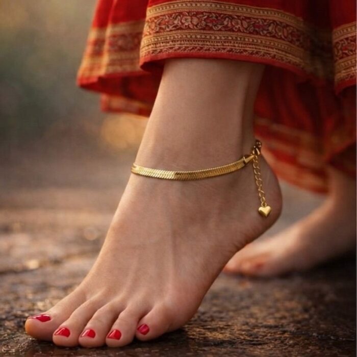 18K Gold Plated Blade Chain Anklet (Payel) for Women - Image 4
