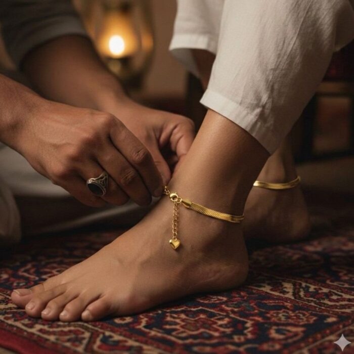 18K Gold Plated Blade Chain Anklet (Payel) for Women - Image 2